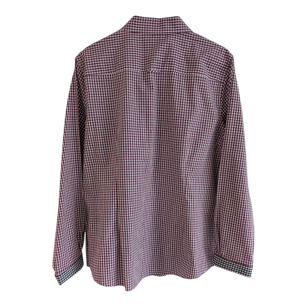 Brooks Brothers Red Fleece Button-Up Shirt Youth Size 16 Burgundy Gingham Preppy - Picture 2 of 10